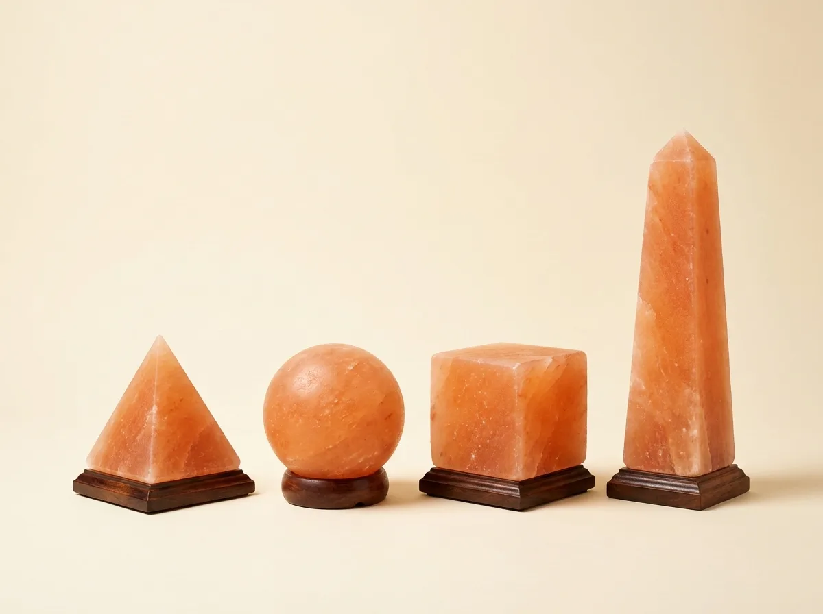 Geometric carved salt lamps